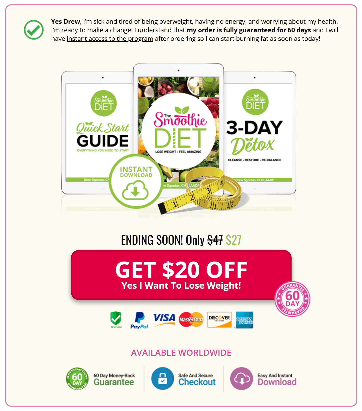 The Smoothie Diet order page